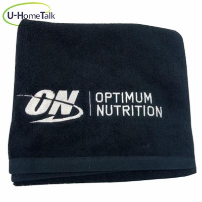 U-HomeTalk UT-MJ153 100% Personalized Utra Absorbent Cotton Small MOQ Cheap Price Custom Embroidered Black Gym Sport Towel