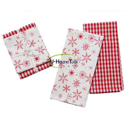 U-HomeTalk UT-KT011 2019 Popular Christmas Home Decorative Cotton Printing Christmas Logo Kitchen Tea Towel Dish Towel